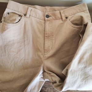 Ralph Lauren Khaki Chino Jeans Classic Tapered Pant Women's 12 Petite High Rise